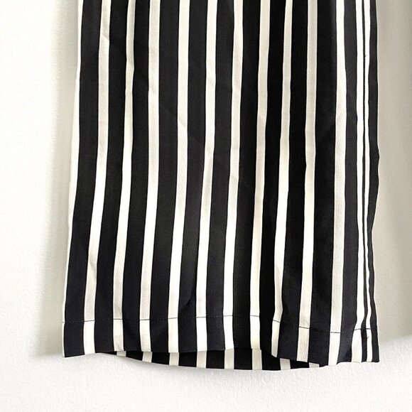 Marie France Van Damme Black / White Stripe Silk Crepe de Chine Flare Pants Sz 0 - Picture 4 of 10